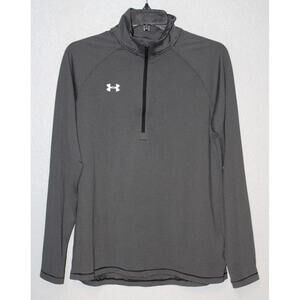Under Armour Women MEDIUM Striped Tech 1/4 Zip L/S Pullover Black Gray 1276211